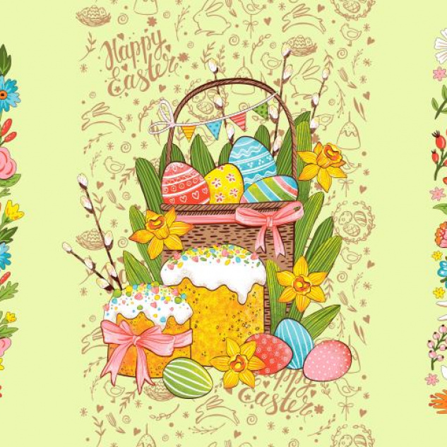 Полотно вафельное 150 наб. Тейково (35066-1 "Happy Easter")