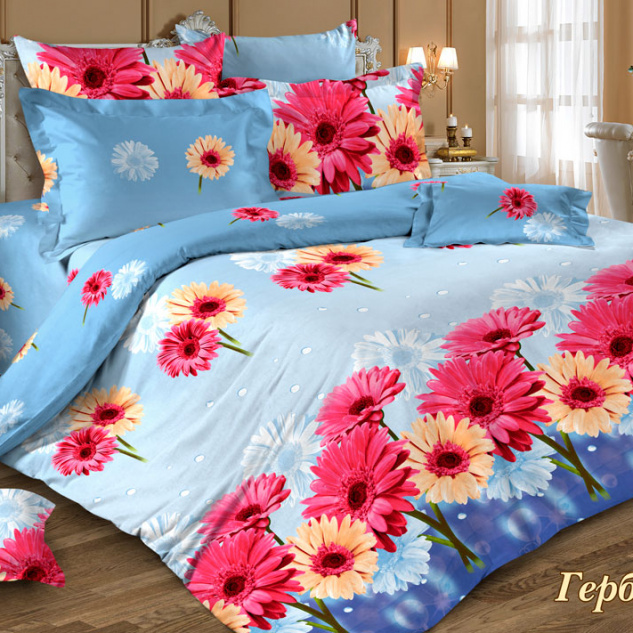 Перкаль 220 о/м Тейково (Наш) (9793-2 "Герберы (голуб)")