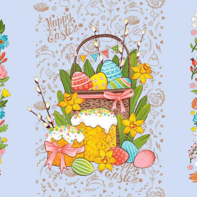 Полотно вафельное 150 наб. Тейково (35066-2 "Happy Easter")